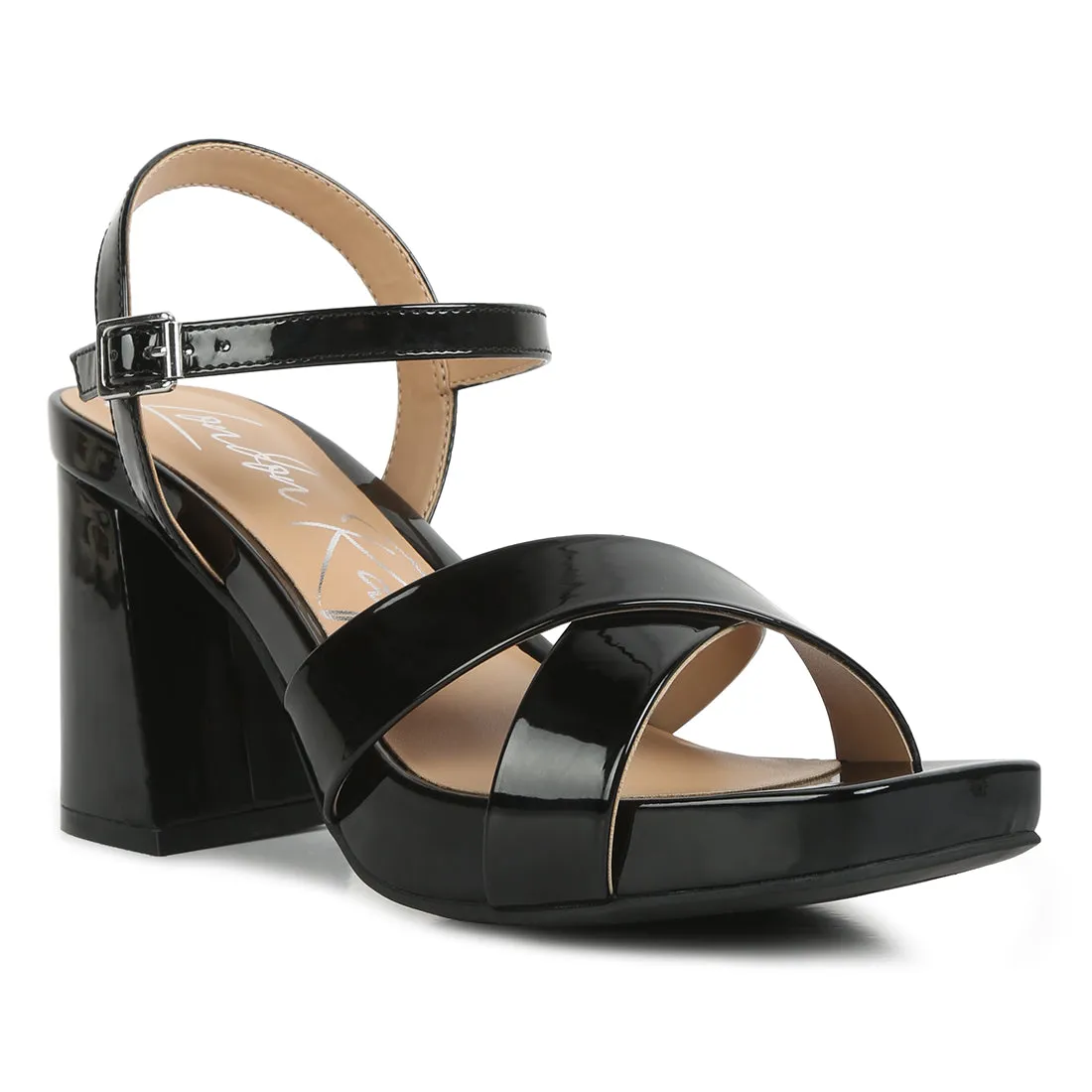 Criss Cross Block Heels Sandals