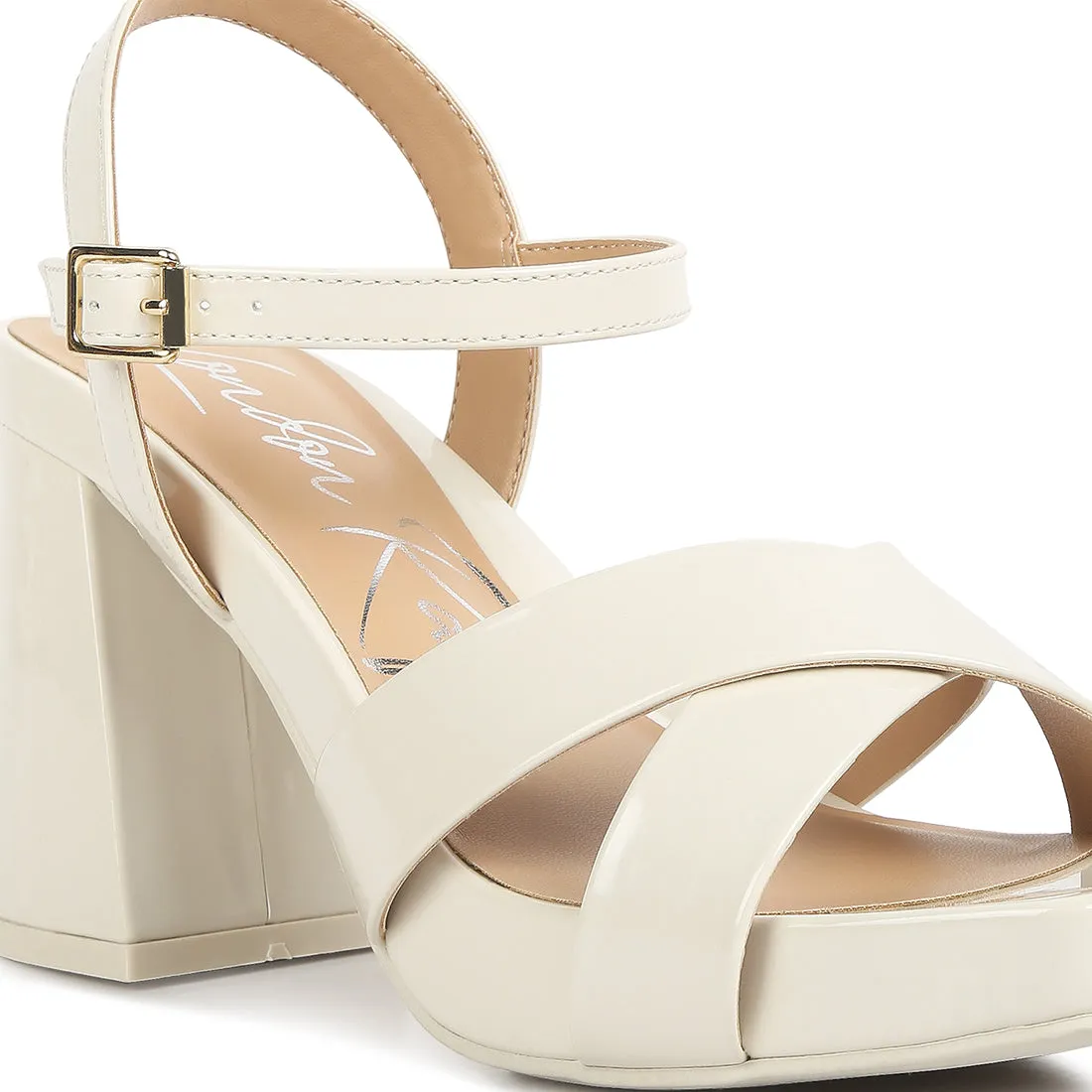 Criss Cross Block Heels Sandals