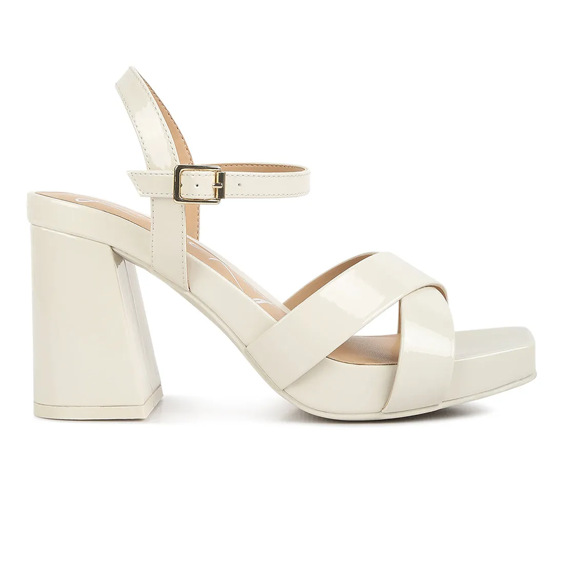 Criss Cross Block Heels Sandals