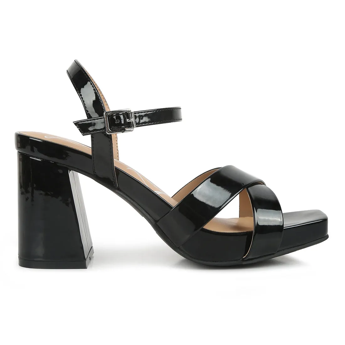 Criss Cross Block Heels Sandals