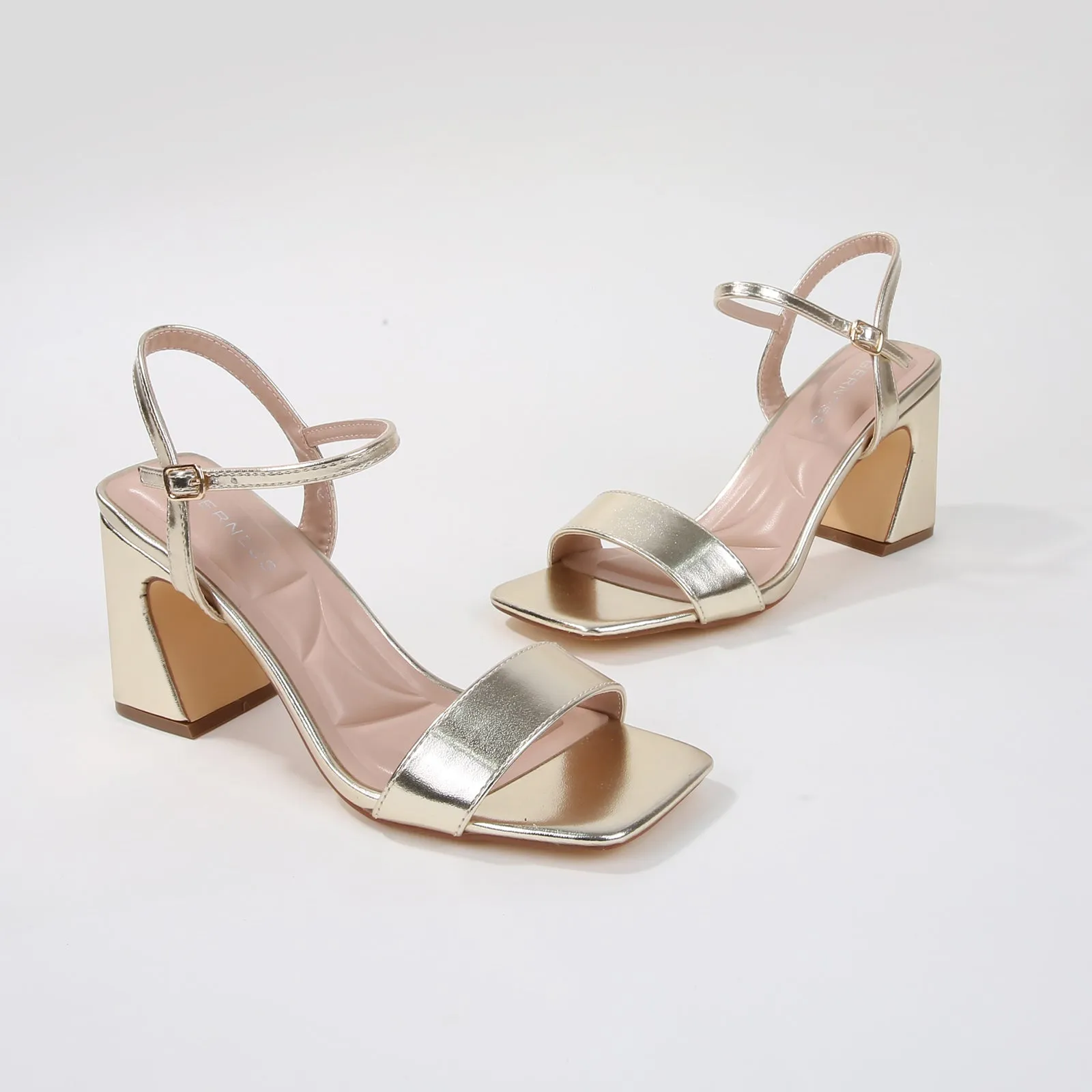 Cross Block Heel Sandals