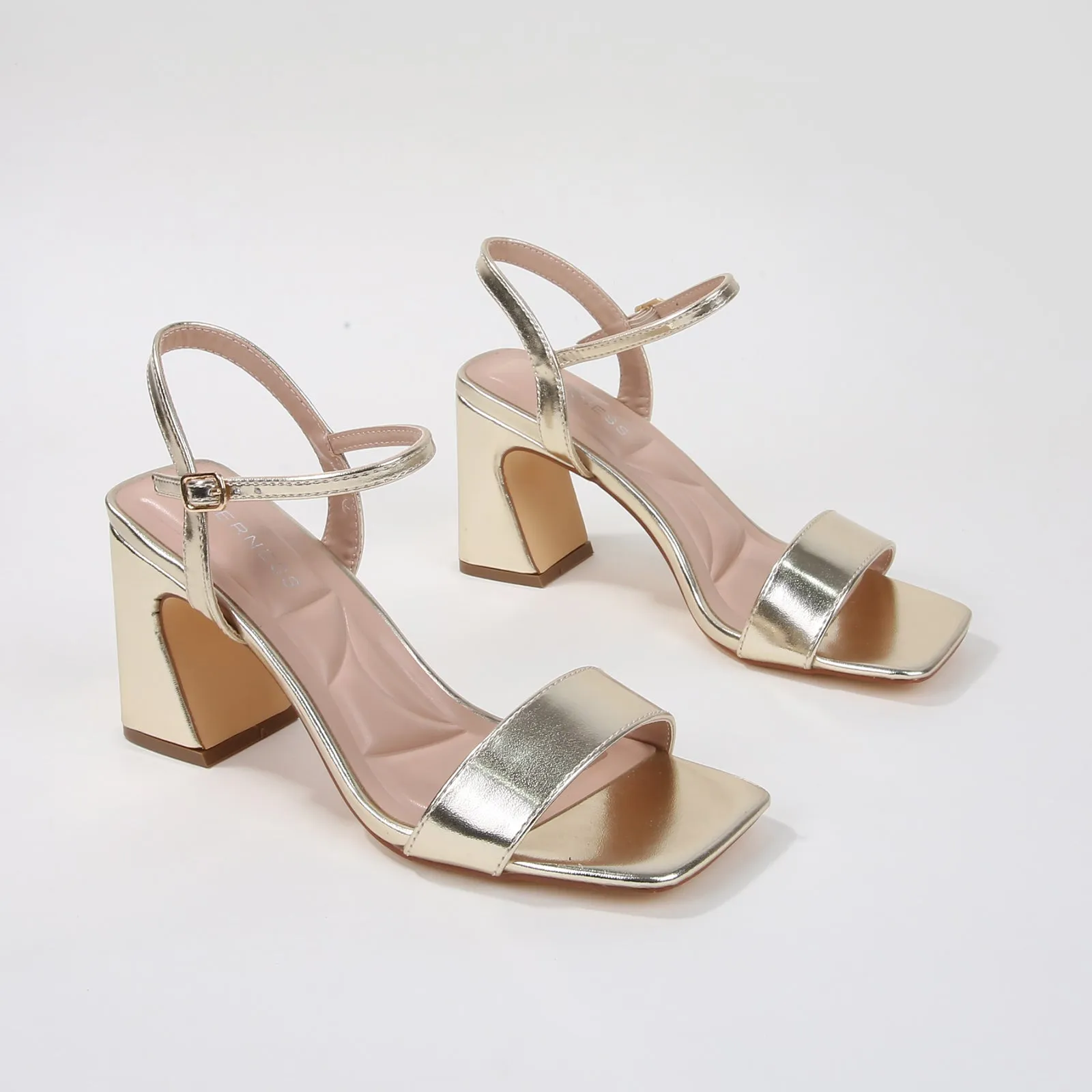 Cross Block Heel Sandals