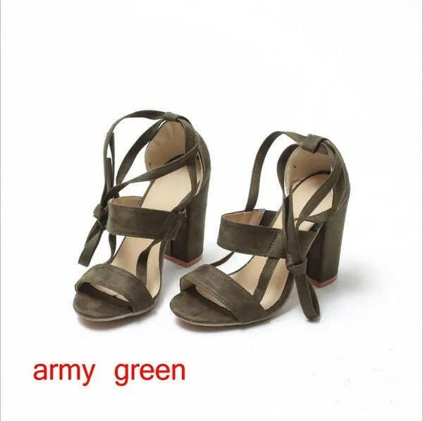 Cross Strap High Heel Thick Heel Plus Size women Shoes Sandals