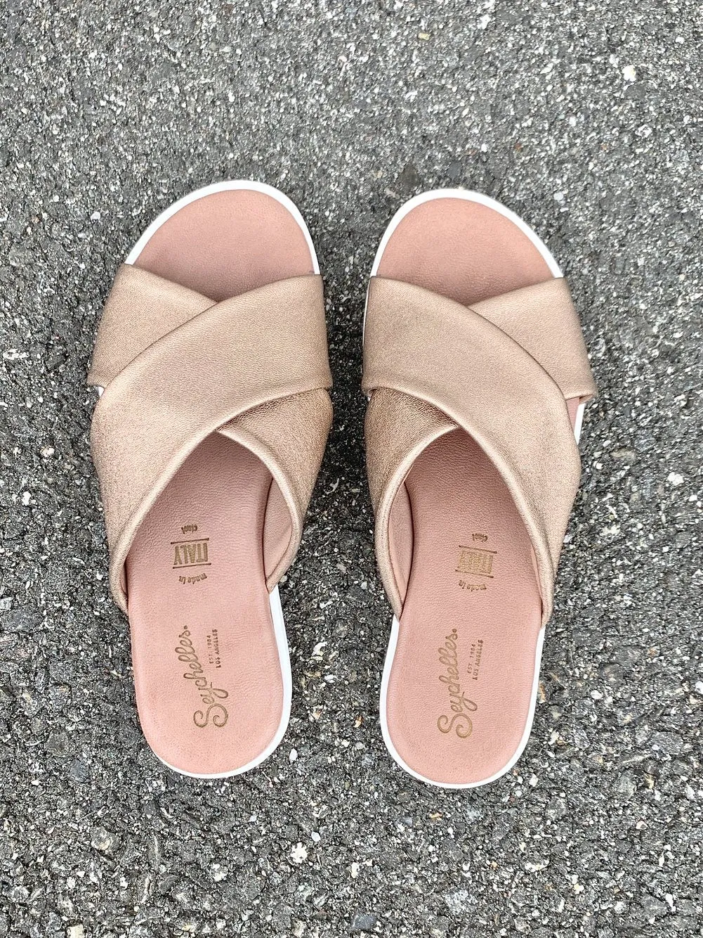 cross strap slide sandal