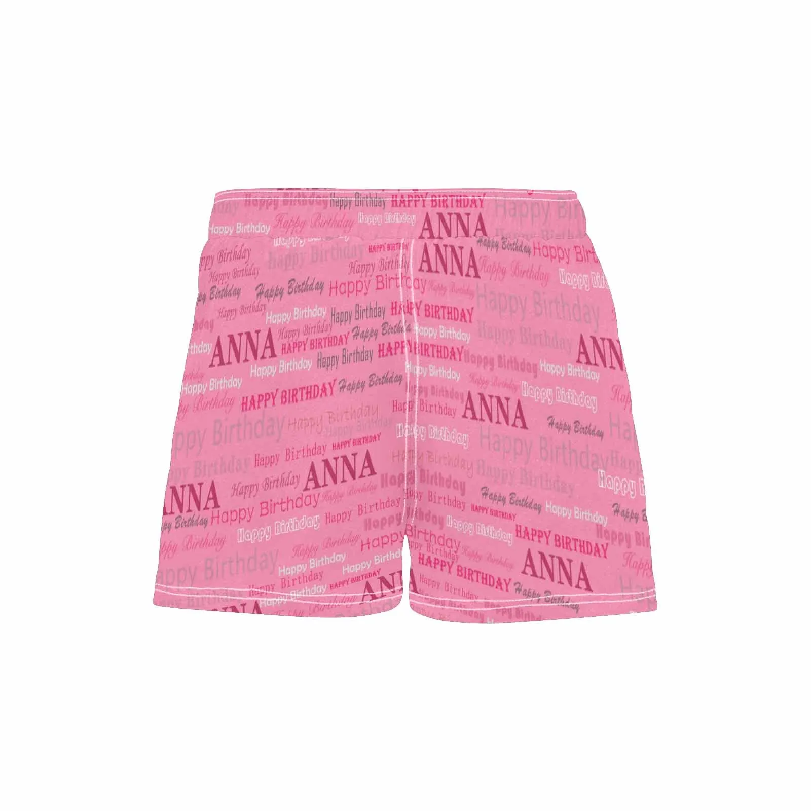 Custom Name Happy Birthday Pink Women's Casual Board Shorts Swim Trunks Create Your Own Shorts for Her