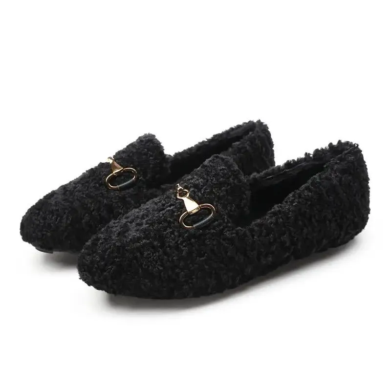 Female Winter Versatile Wear Wool Shoes With Cashmere Cotton Ladies S hoes  S95741