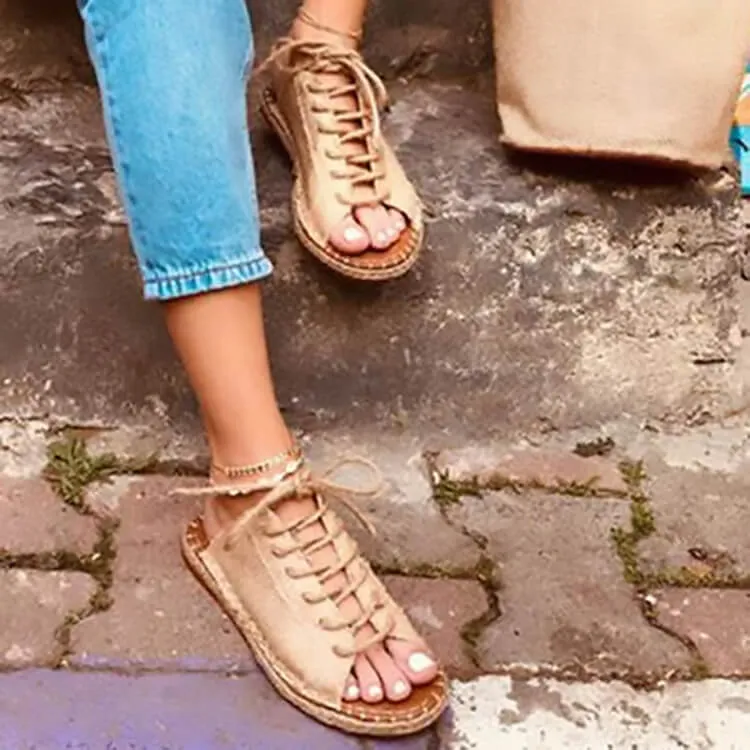 Flat Leatherr Open Toe Walking Sandals
