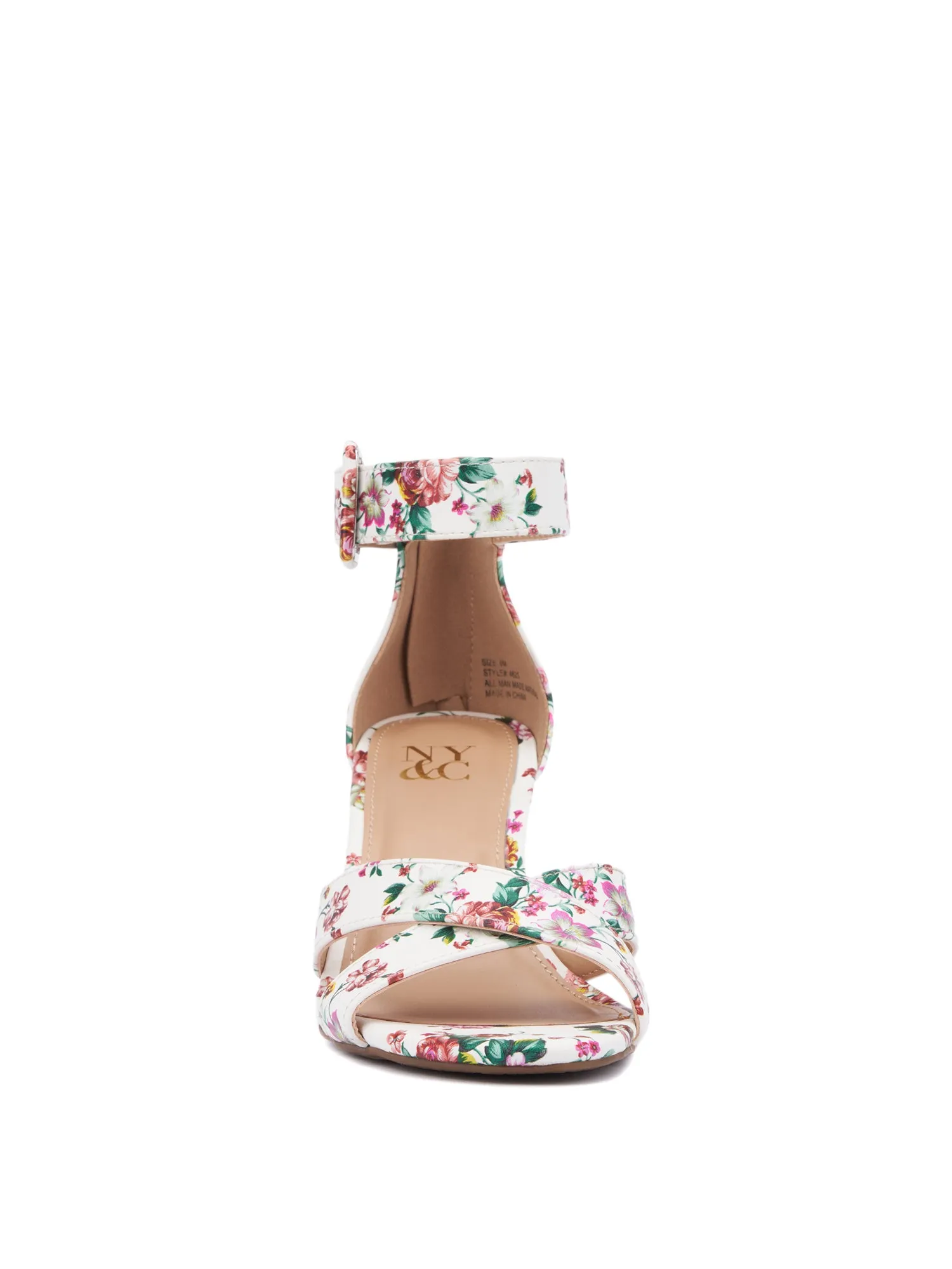 Floral-Print Strappy Wedge