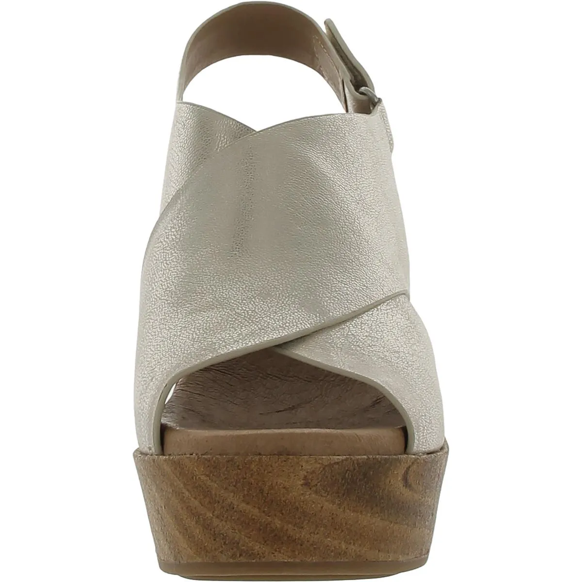 Gentle Souls by Kenneth Cole Womens Dani Cross Metallic Leather Platform Sandals