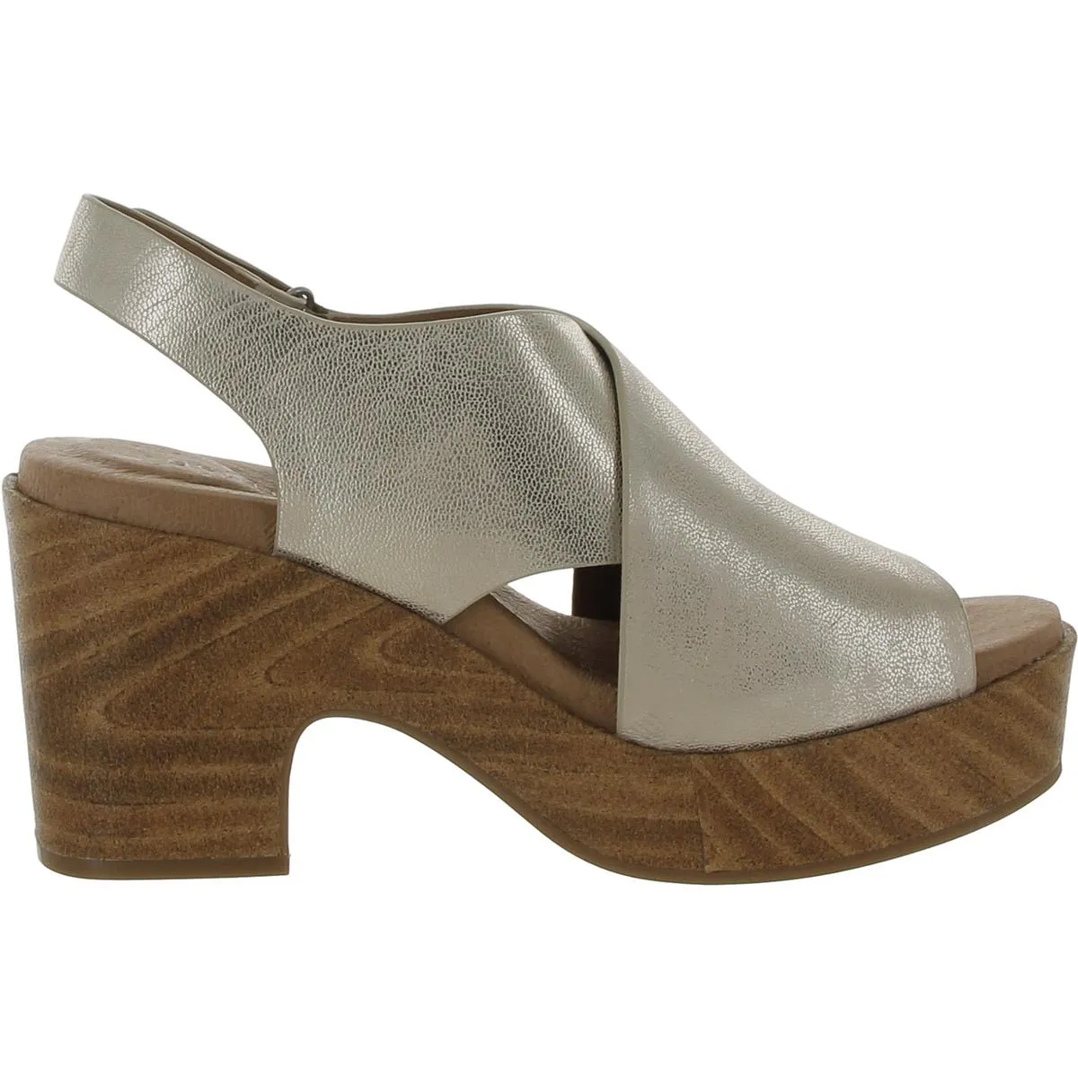 Gentle Souls by Kenneth Cole Womens Dani Cross Metallic Leather Platform Sandals