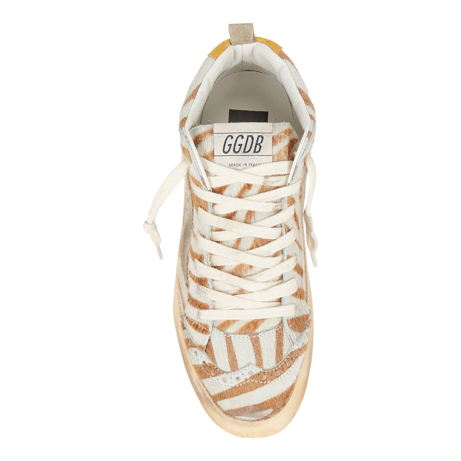 Golden Goose MID Star Devore Zebra Horsy Upper Suede Beige/Honey Women GWF00122.F003236.15376
