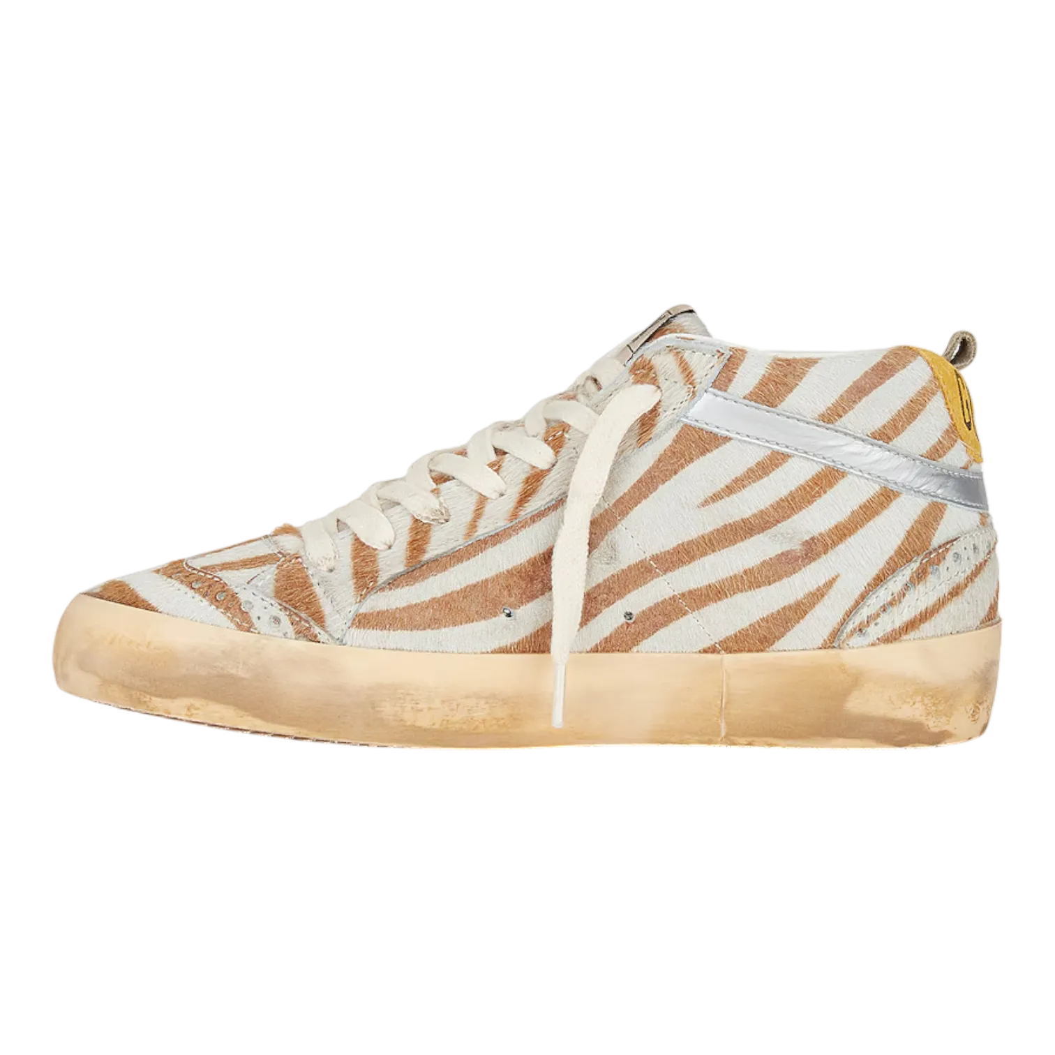 Golden Goose MID Star Devore Zebra Horsy Upper Suede Beige/Honey Women GWF00122.F003236.15376