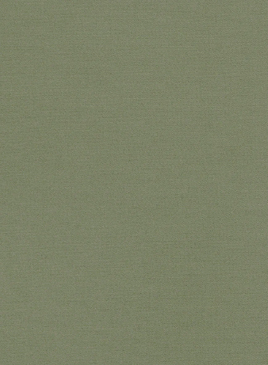 Green Feather Cotton Canvas Stretch Pants