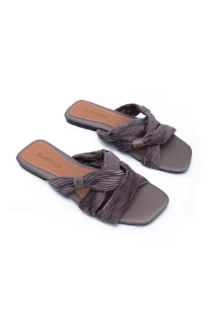 Grey Satin Flats