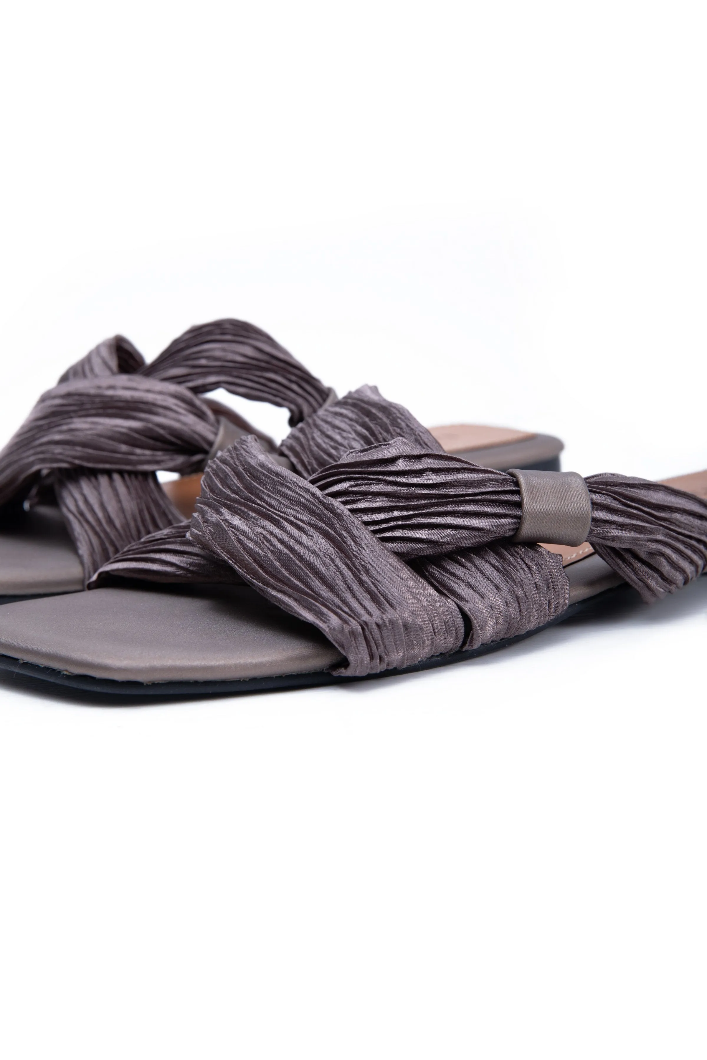 Grey Satin Flats
