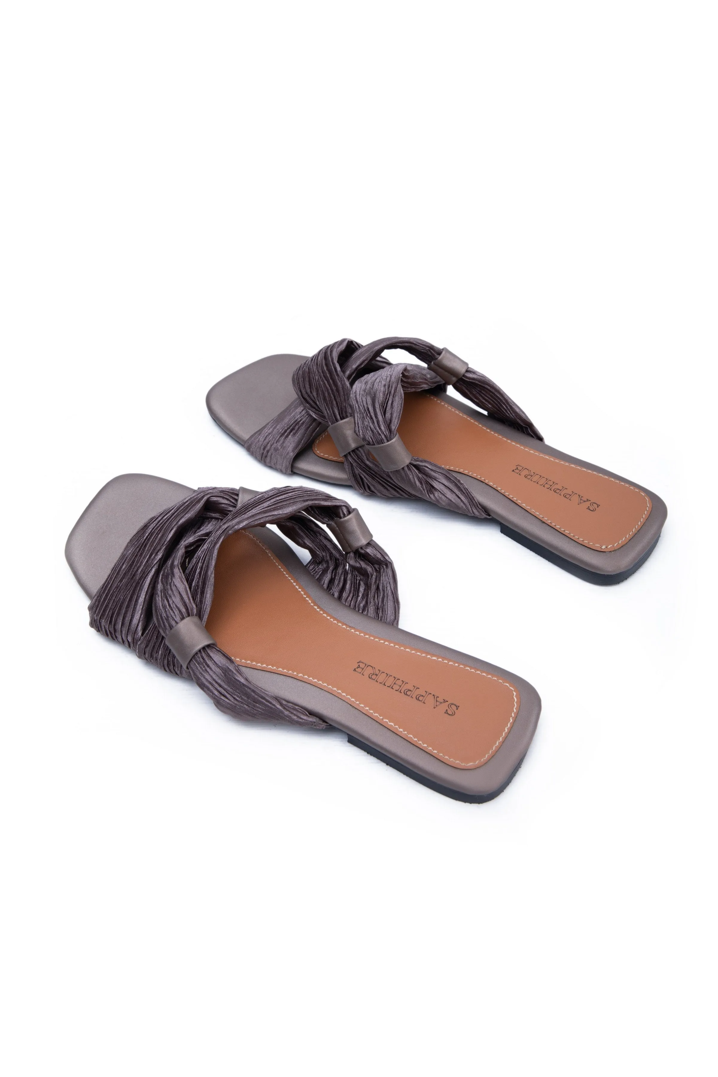 Grey Satin Flats