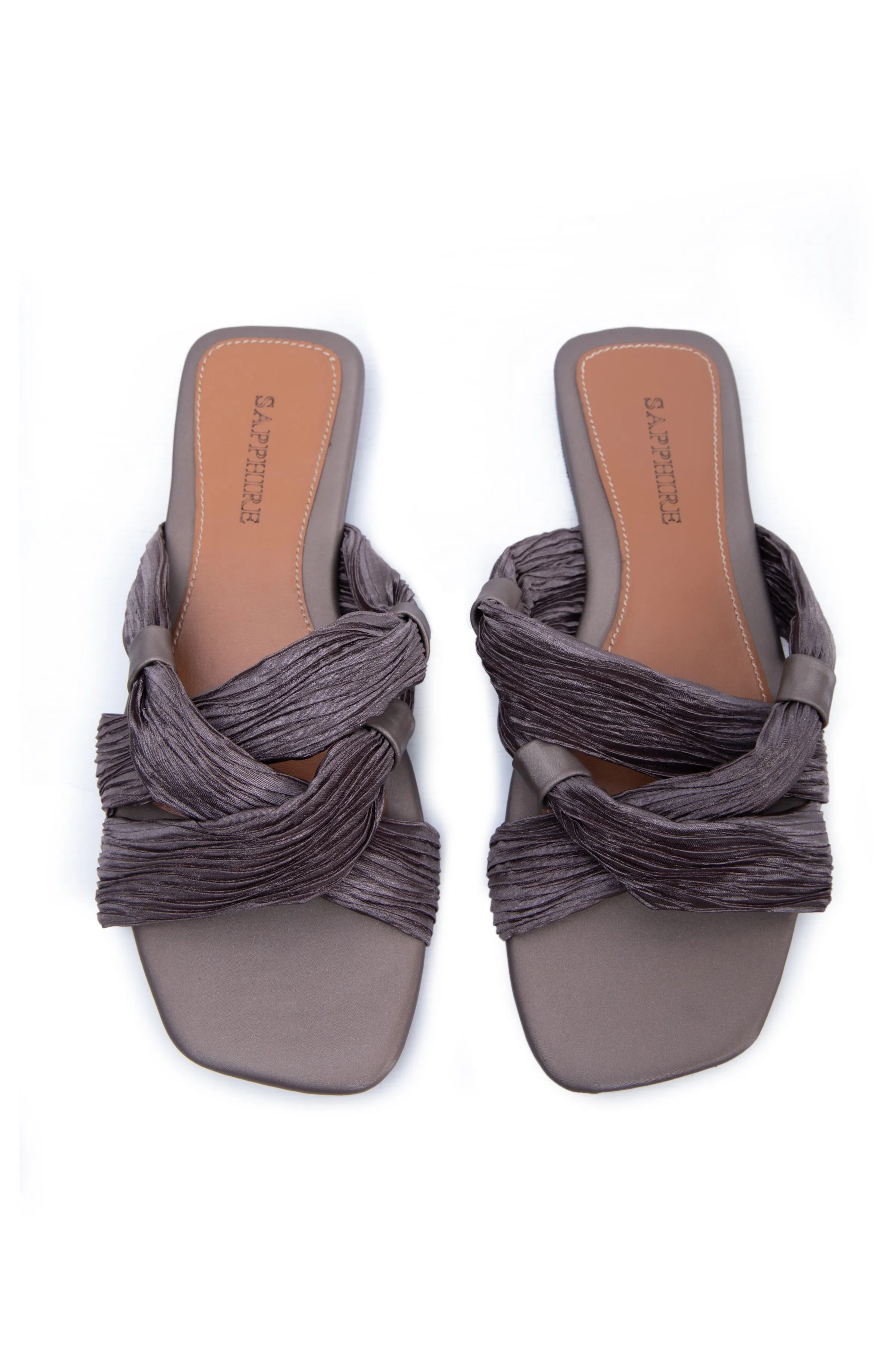 Grey Satin Flats