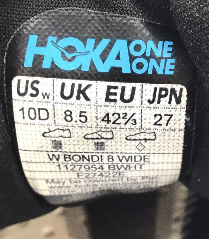 Hoka One One Women's Bondi 8 Wide 1127954 Black Low-Top Running Shoes - Size 10D