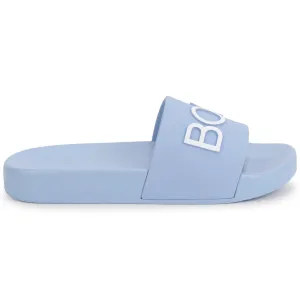 Hugo Boss Boy's Pale Blue Logo Lightweight Sliders