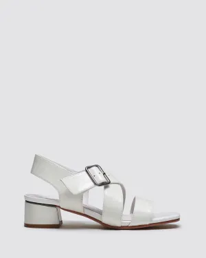 IMPERIAL SANDALS WHITE PATENT LEATHER