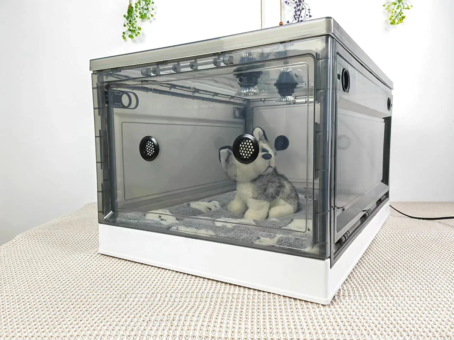 Incubator Nebulized Oxygen Intensive Care Unit Pet incubator With Nebulization Kit and Pet Heating Iamp I for Dogs and Cats