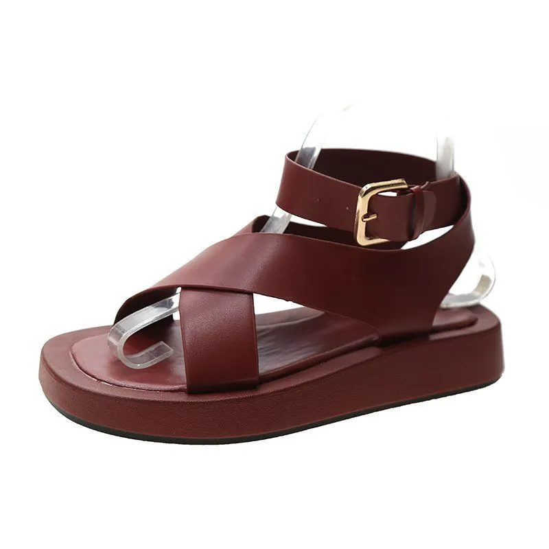 INS HOT Women&#39;s Sandals 2021 Summer Solid Color Comfortable Female Beach Shoes Chunky Sandals For Woman Non-Slip Shoe