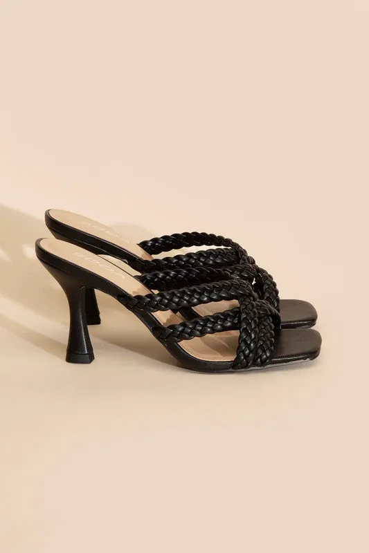 Kelly Ann Double Cross Braided Heels - Black or Bone