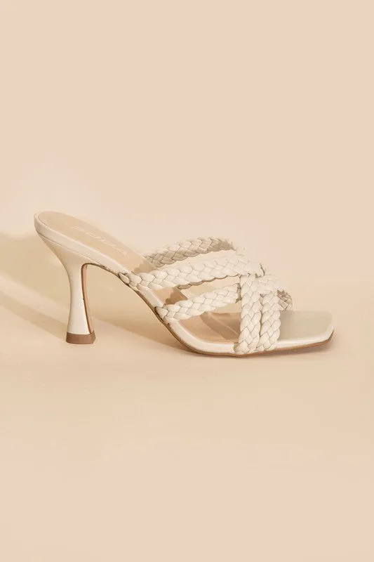 Kelly Ann Double Cross Braided Heels - Black or Bone