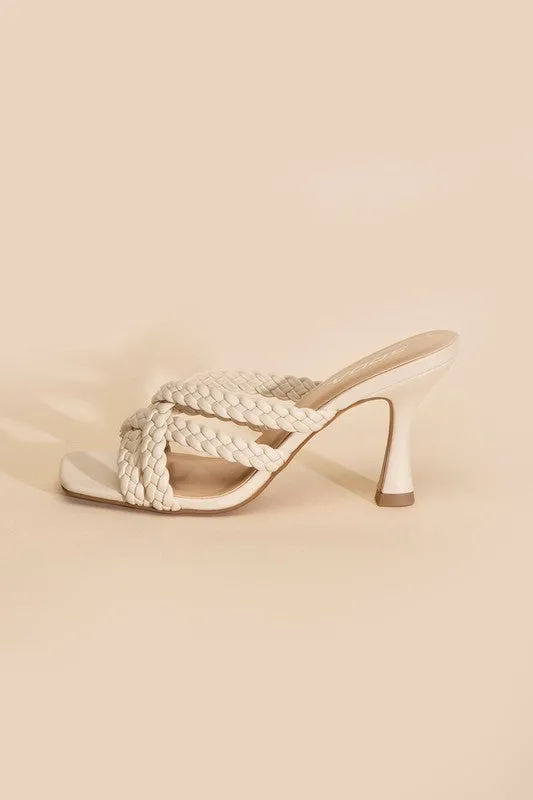 Kelly Ann Double Cross Braided Heels - Black or Bone