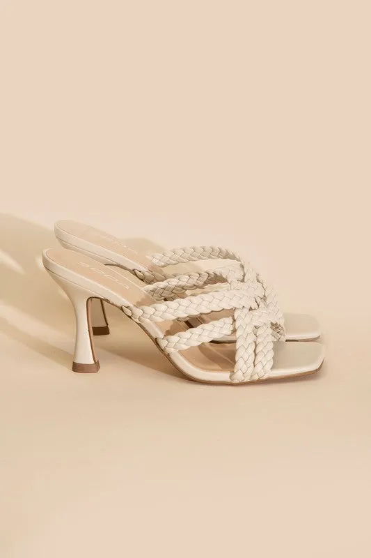 Kelly Ann Double Cross Braided Heels - Black or Bone