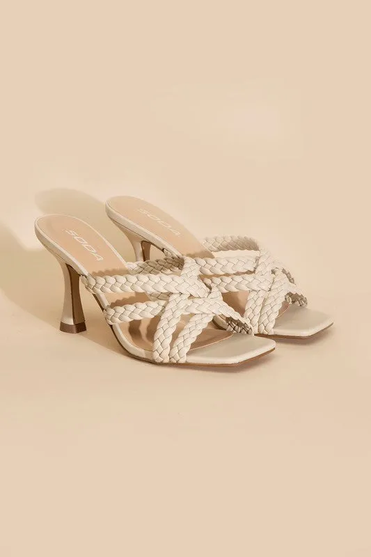 Kelly Ann Double Cross Braided Heels - Black or Bone