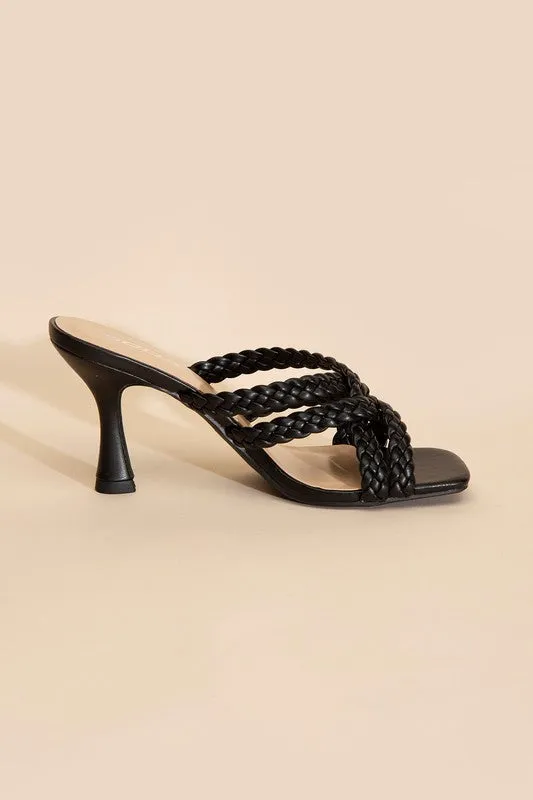 Kelly Ann Double Cross Braided Heels - Black or Bone