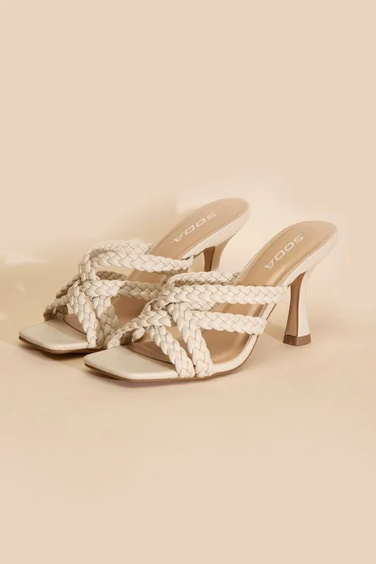 Kelly Ann Double Cross Braided Heels - Black or Bone