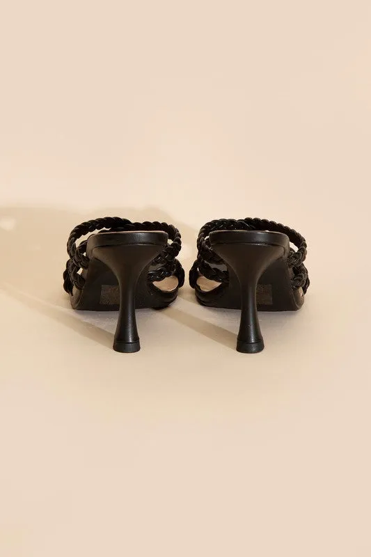 Kelly Ann Double Cross Braided Heels - Black or Bone