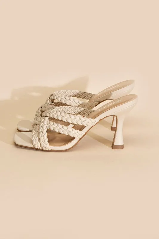 Kelly Ann Double Cross Braided Heels - Black or Bone