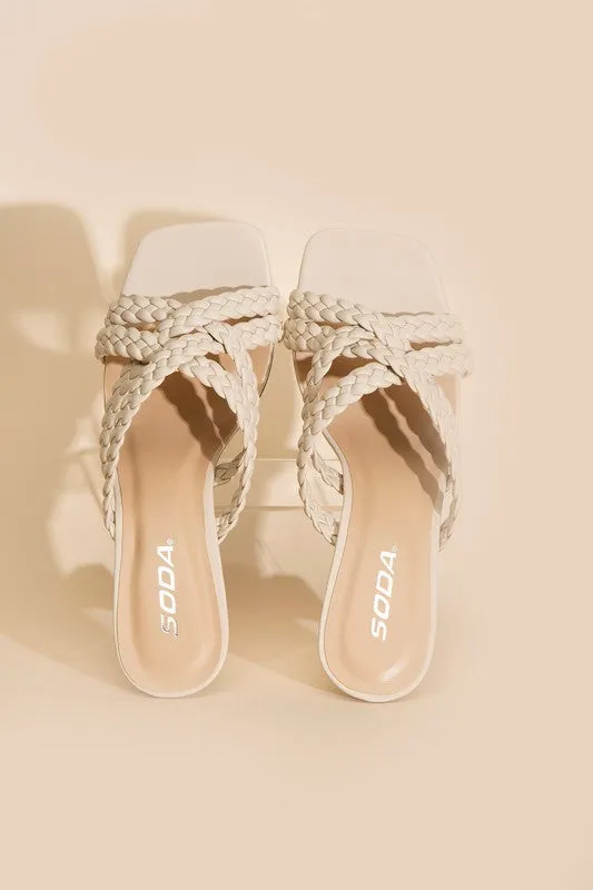 Kelly Ann Double Cross Braided Heels - Black or Bone