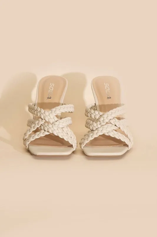 Kelly Ann Double Cross Braided Heels - Black or Bone