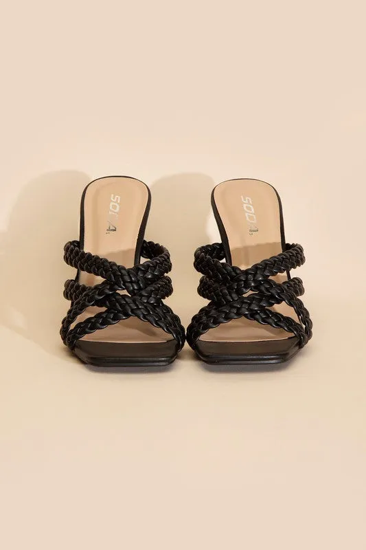 Kelly Ann Double Cross Braided Heels - Black or Bone