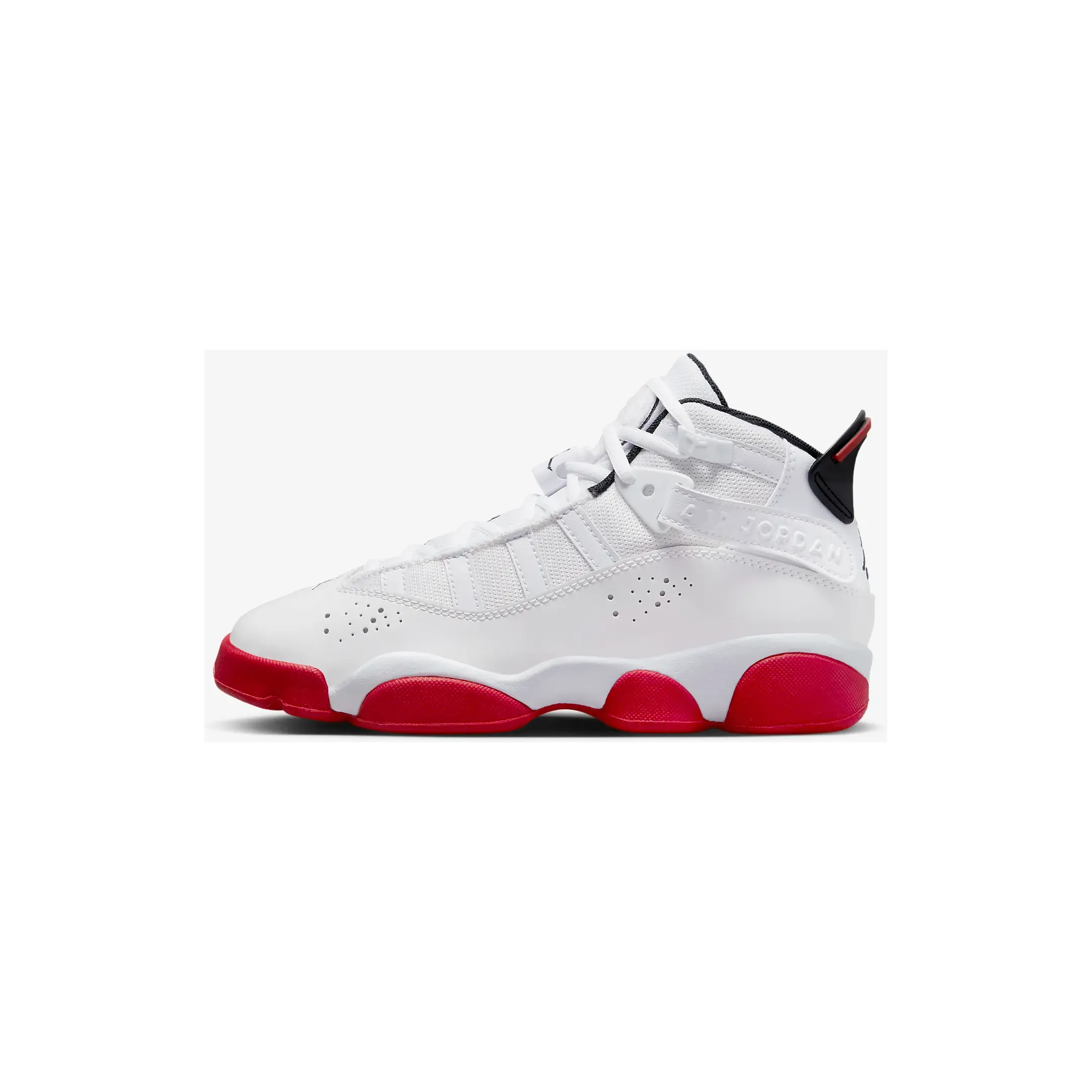 Kid's Jordan 6 Rings Shoes - White / Black / University Red