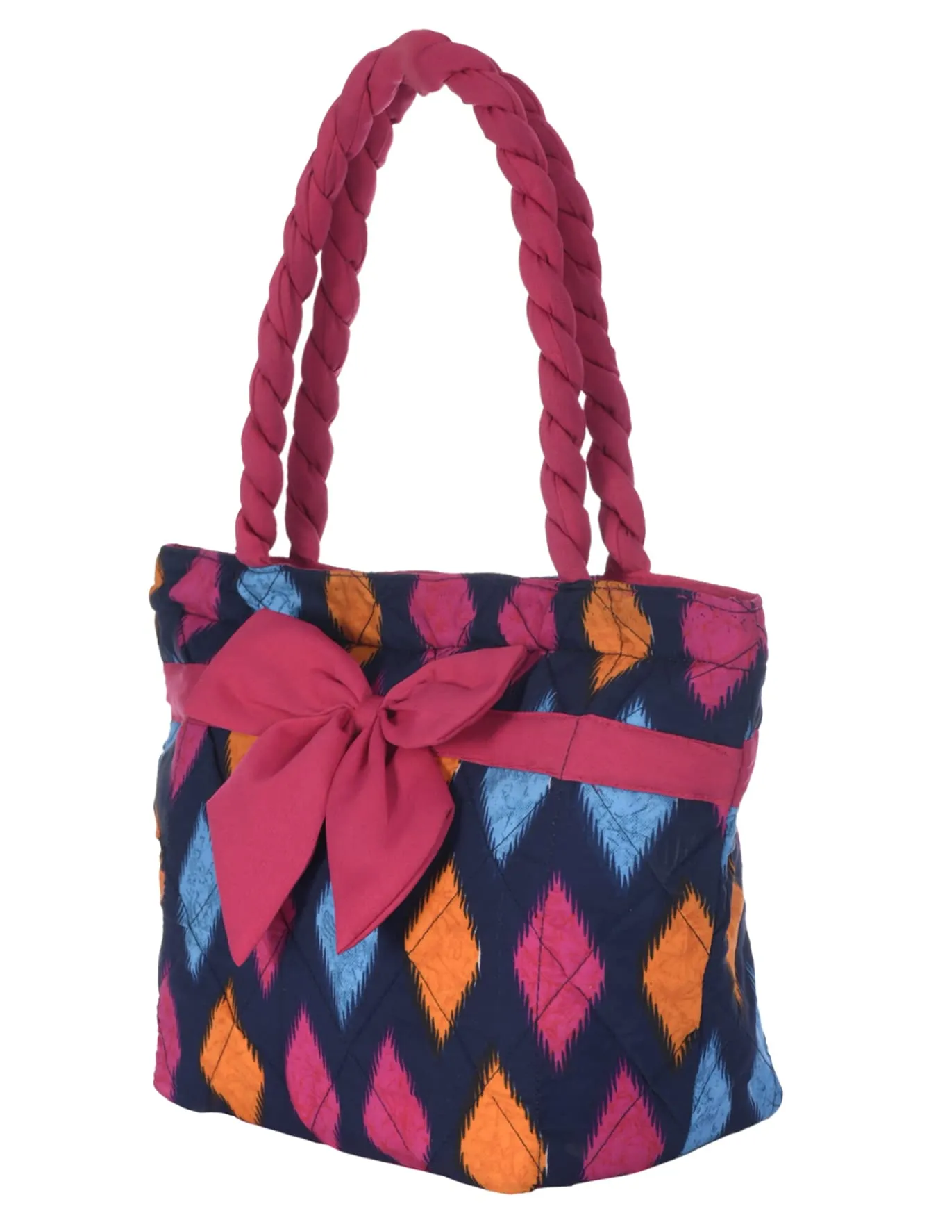 Kuber Industries Navajo Print Multiuses Hand Bag, Bow Bag for Travel, Party,Wedding with Handle Pack of 2 (Blue)
