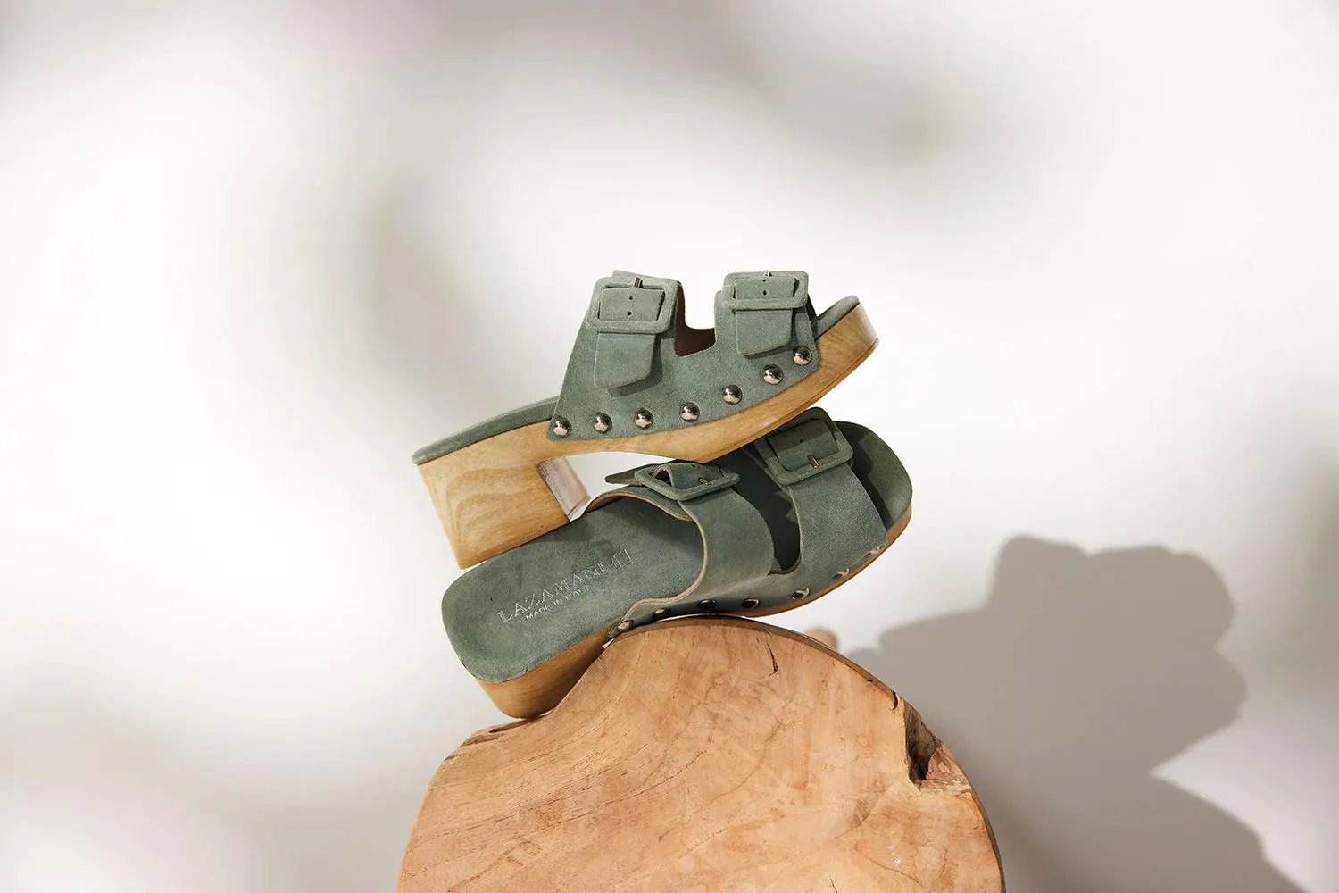 Lazamani Bethany Mint Cross Strap Clogs