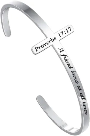 M MOOHAM Cross Bracelet Christian Gifts for Women - Engraved Quote Religious Cuff Bangle Bible Verse Jewelry Gift for Women Confirmation Baptism Gifts Christian Bracelet