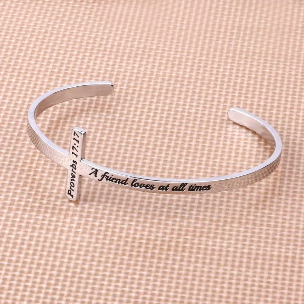 M MOOHAM Cross Bracelet Christian Gifts for Women - Engraved Quote Religious Cuff Bangle Bible Verse Jewelry Gift for Women Confirmation Baptism Gifts Christian Bracelet