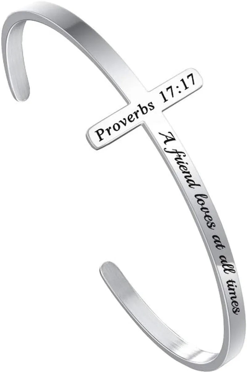 M MOOHAM Cross Bracelet Christian Gifts for Women - Engraved Quote Religious Cuff Bangle Bible Verse Jewelry Gift for Women Confirmation Baptism Gifts Christian Bracelet