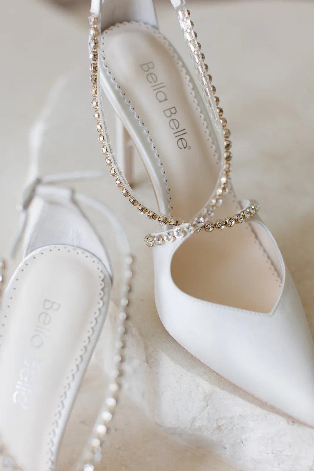 Madison - Ivory Criss Cross Crystal Strap Heels