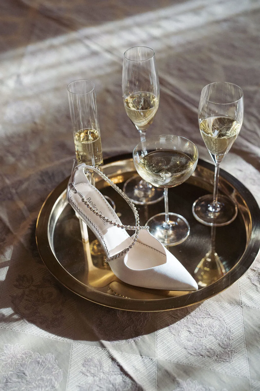 Madison - Ivory Criss Cross Crystal Strap Heels