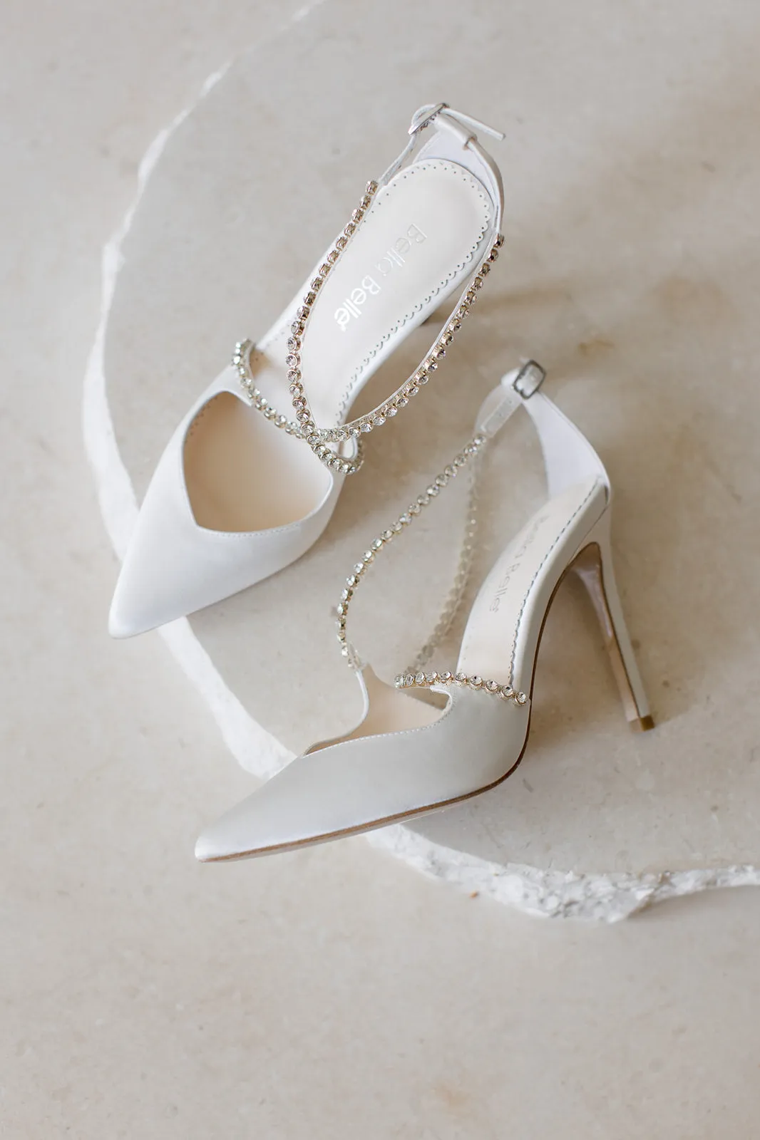Madison - Ivory Criss Cross Crystal Strap Heels