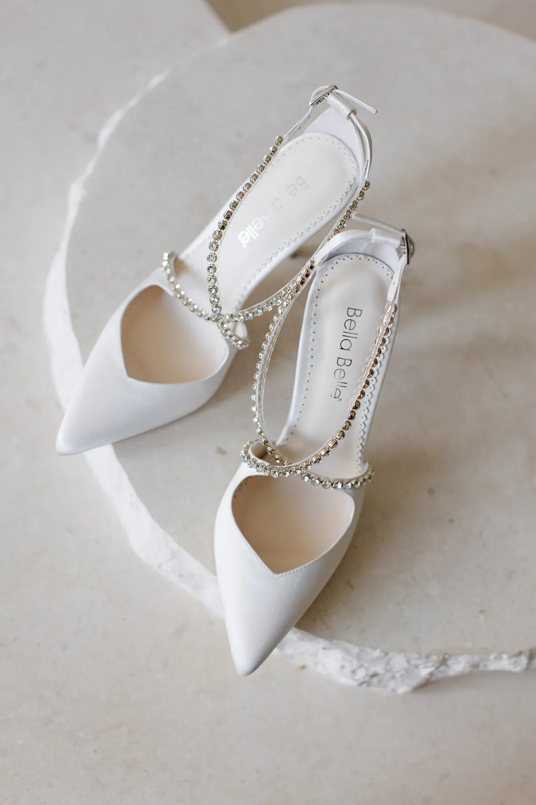 Madison - Ivory Criss Cross Crystal Strap Heels