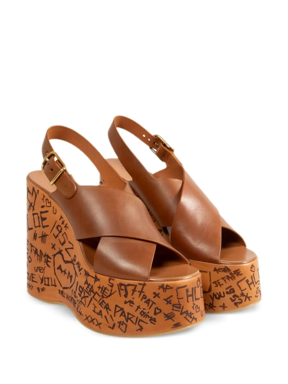 Maxime Wedge Sandal in Ginger Brown