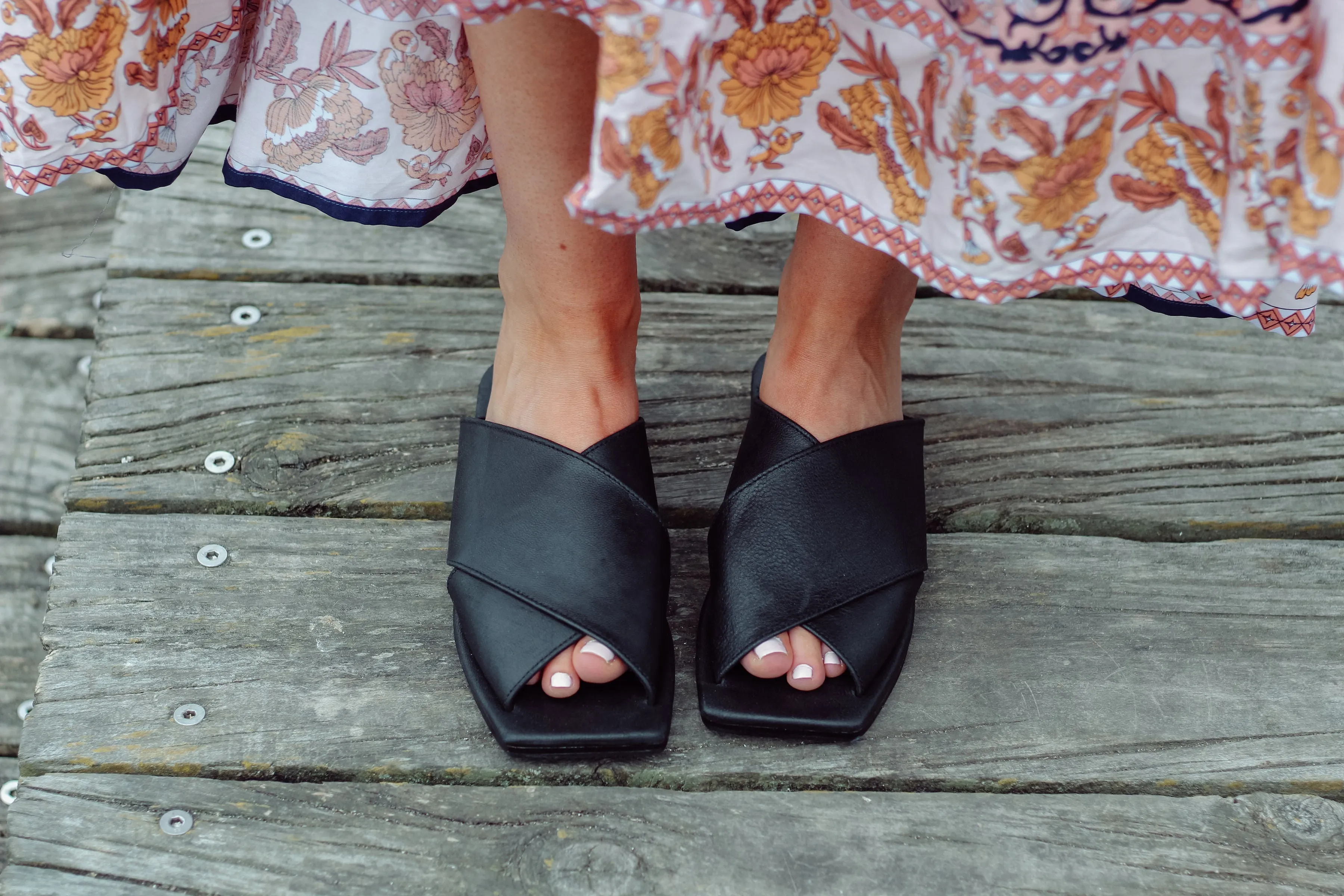 Megan Square Toe Cross Slides - CLOSING DOWN SALE 50% OFF